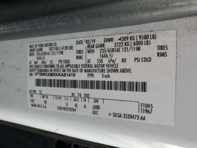 Продаж на аукціоні авто 2019 Ford Transit, vin: 1FTBW3XMXKKA81419, номер лоту: 93211055