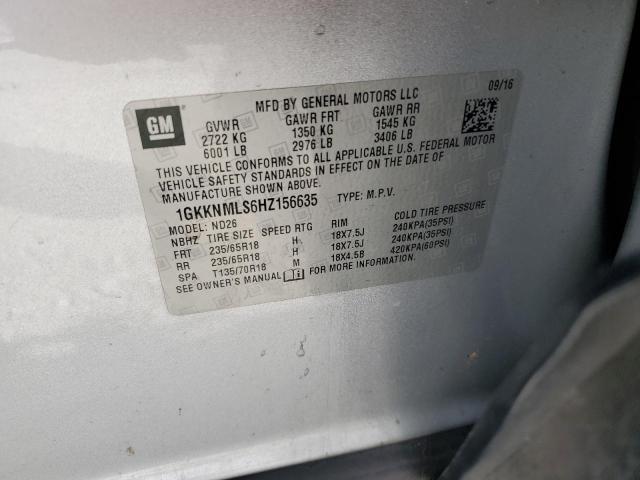 Auction sale of the 2017 Gmc Acadia, vin: 1GKKNMLS6HZ156635, lot number: 79117355