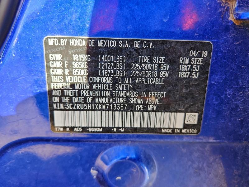 94493845 :رقم المزاد ، 3CZRU5H1XKM713357 vin ، 2019 Honda Hr-v مزاد بيع