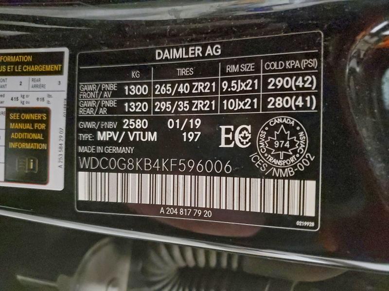 Продажа на аукционе авто 2019 Mercedes-benz Glc, vin: WDC0G8KB4KF596006, номер лота: 93477775