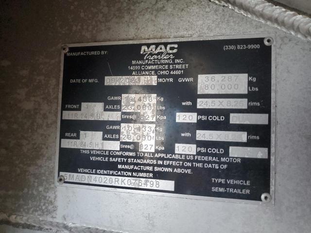 2024 Mac Trailer Unknown მანქანა იყიდება აუქციონზე, vin: 5MADN4020RK076498, აუქციონის ნომერი: 95583655
