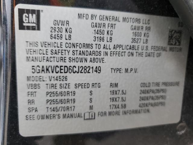 92021185 :رقم المزاد ، 5GAKVCED6CJ282149 vin ، 2012 Buick Enclave مزاد بيع