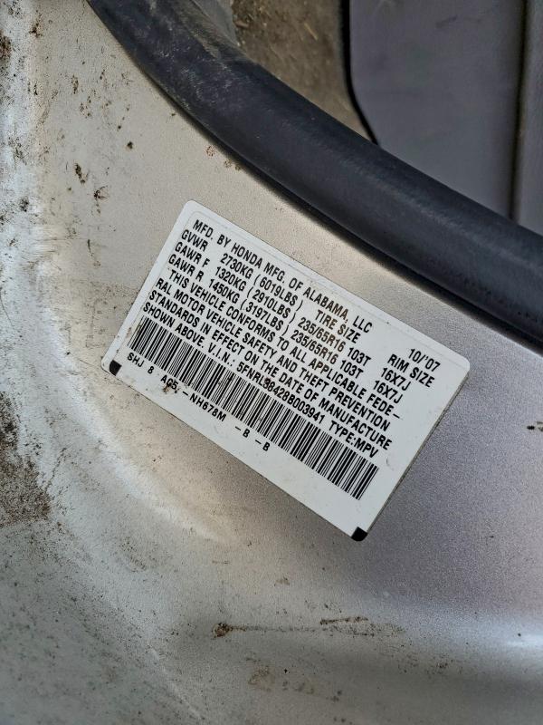 Aukcja sprzedaży 2008 Honda Odyssey, vin: 5FNRL38428B003941, numer aukcji: 93541575