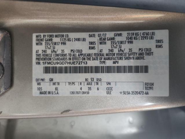 Aukcja sprzedaży 2017 Ford Escape, vin: 1FMCU9GD7HUE72713, numer aukcji: 93197055
