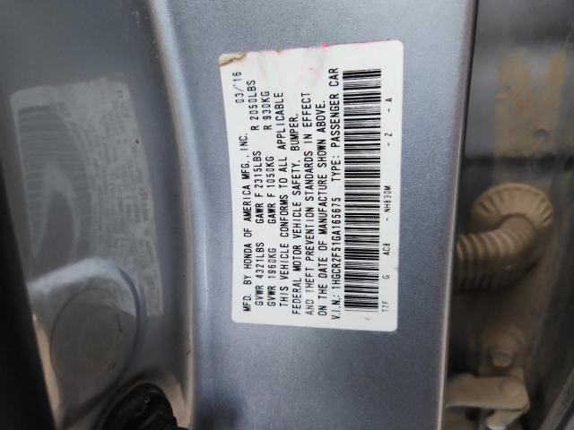 92832045 :رقم المزاد ، 1HGCR2F51GA165675 vin ، 2016 Honda Accord مزاد بيع