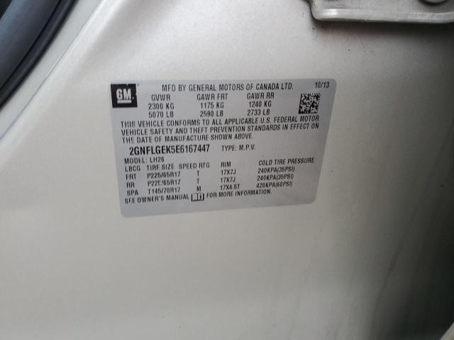 92535455 :رقم المزاد ، 2GNFLGEK5E6167447 vin ، 2014 Chevrolet Equinox مزاد بيع