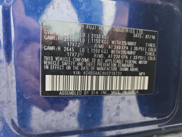 Aukcja sprzedaży 2017 Subaru Outback, vin: 4S4BSAAC4H3219731, numer aukcji: 93741255