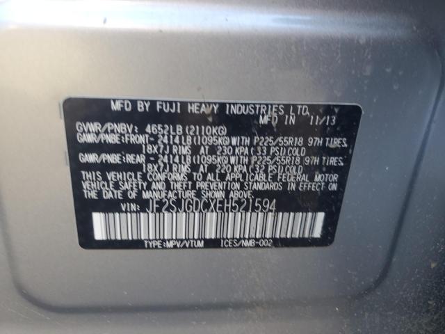 91993195 :رقم المزاد ، JF2SJGDCXEH521594 vin ، 2014 Subaru Forester مزاد بيع