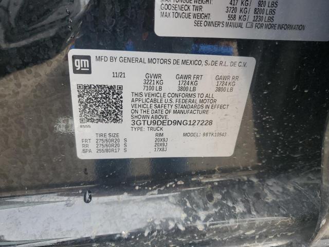 93636975 :رقم المزاد ، 3GTU9DED9NG127228 vin ، 2022 Gmc Sierra Limited مزاد بيع
