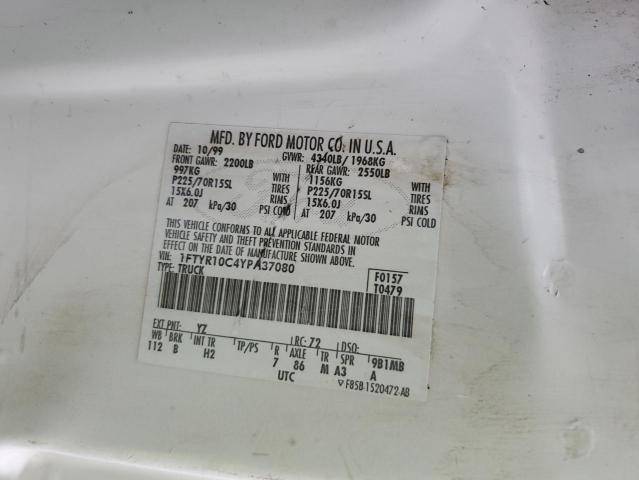 93215055 :رقم المزاد ، 1FTYR10C4YPA37080 vin ، 2000 Ford Ranger مزاد بيع