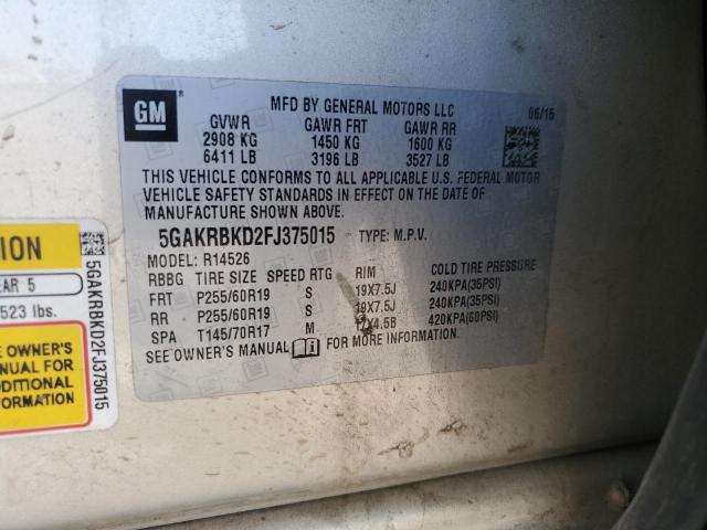 Aukcja sprzedaży 2015 Buick Enclave, vin: 5GAKRBKD2FJ375015, numer aukcji: 91699645
