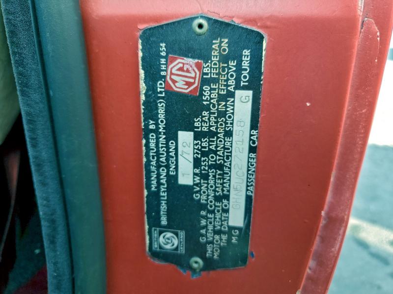 Aukcja sprzedaży 1972 Mg Mgb, vin: GHN5UC272158G, numer aukcji: 94745415