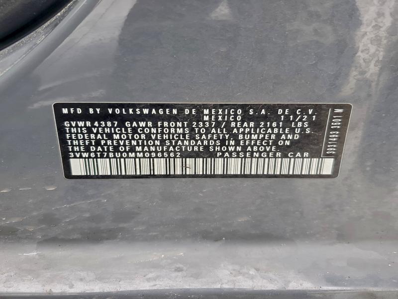 93900745 :رقم المزاد ، 3VW6T7BU0MM096562 vin ، 2021 Volkswagen Jetta مزاد بيع