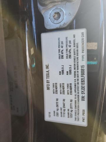 93509925 :رقم المزاد ، 5YJ3E1EB2LF600815 vin ، 2020 Tesla Model 3 مزاد بيع