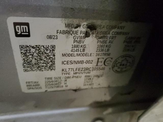 92251785 :رقم المزاد ، KL77LFE23RC105546 vin ، 2024 Chevrolet Trax مزاد بيع