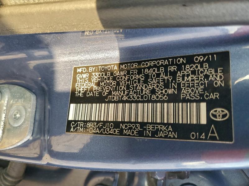 Продаж на аукціоні авто 2012 Toyota Yaris, vin: JTDBT4K33CL018056, номер лоту: 93621105