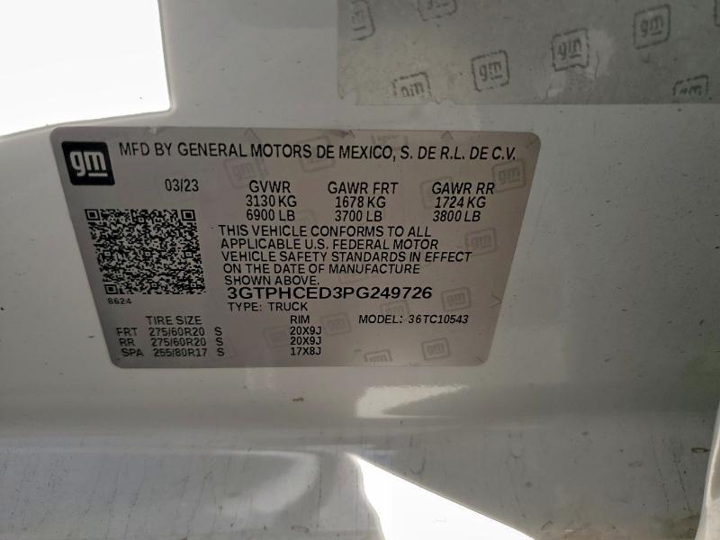 Aukcja sprzedaży 2023 Gmc Sierra, vin: 3GTPHCED3PG249726, numer aukcji: 94514855