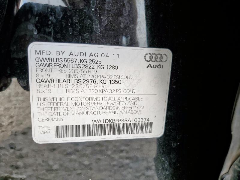93406345 :رقم المزاد ، WA1DKBFP3BA106574 vin ، 2011 Audi Q5 مزاد بيع