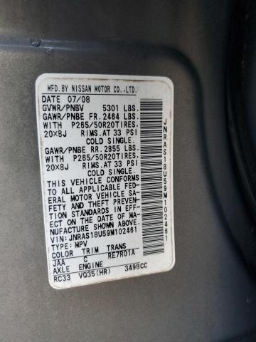 91671935 :رقم المزاد ، JNRAS18U59M102461 vin ، 2009 Infiniti Fx35 مزاد بيع