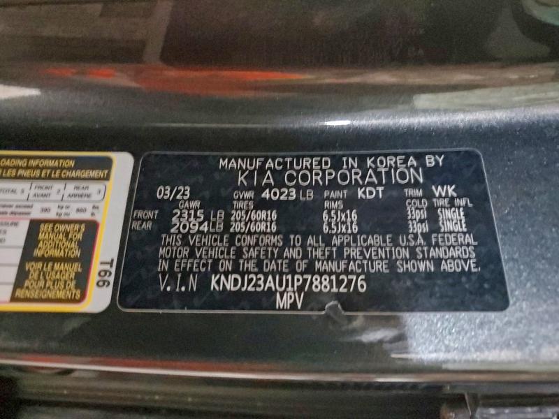91077285 :رقم المزاد ، KNDJ23AU1P7881276 vin ، 2023 Kia Soul مزاد بيع