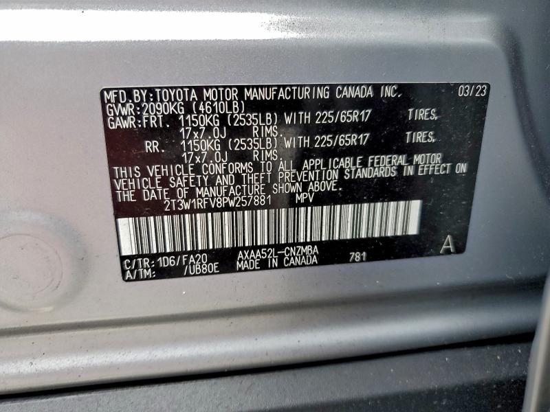 Продаж на аукціоні авто 2023 Toyota Rav4, vin: 2T3W1RFV8PW257881, номер лоту: 94592705
