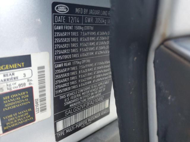 Продаж на аукціоні авто 2015 Land Rover Range Rove, vin: SALGS2VF3FA210492, номер лоту: 90893145
