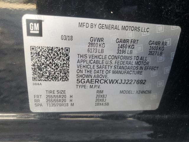 92529895 :رقم المزاد ، 5GAERCKWXJJ227692 vin ، 2018 Buick Enclave مزاد بيع