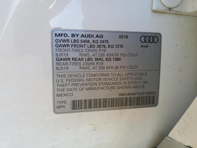 Продажа на аукционе авто 2018 Audi Q5 Premium, vin: WA1ANAFY5J2150520, номер лота: 90919815