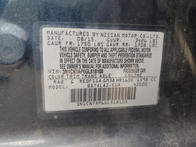 Продаж на аукціоні авто 2016 Nissan Versa, vin: 3N1CN7AP6GL818108, номер лоту: 93458535