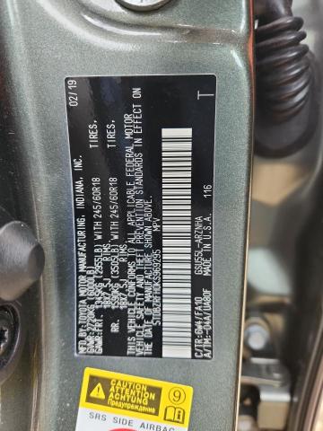 91913755 :رقم المزاد ، 5TDBZRFH0KS969295 vin ، 2019 Toyota Highlander مزاد بيع