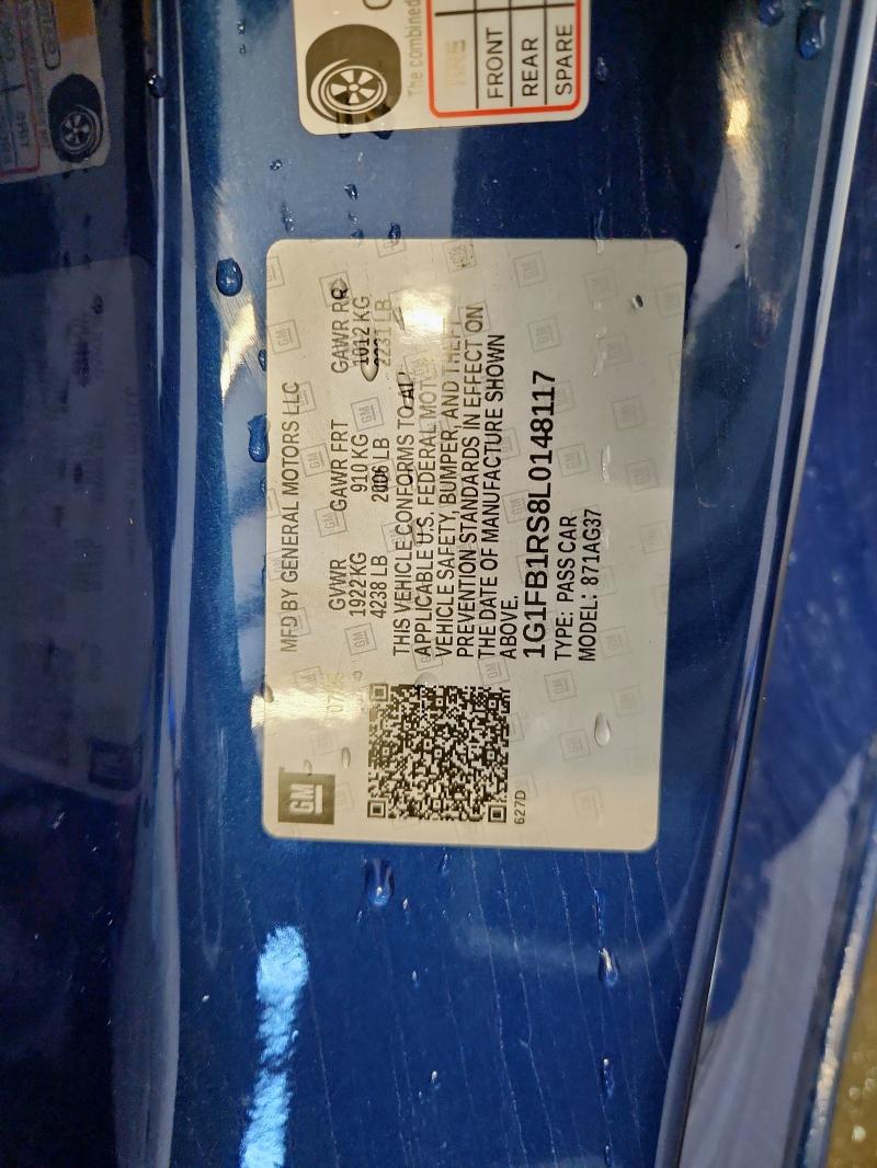 Продажа на аукционе авто 2020 Chevrolet Camaro Ls, vin: 1G1FB1RS8L0148117, номер лота: 74071615