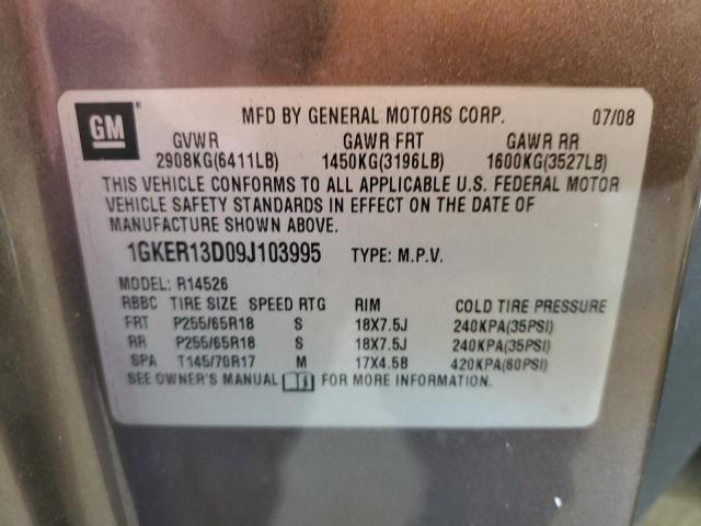 Продаж на аукціоні авто 2009 Gmc Acadia, vin: 1GKER13D09J103995, номер лоту: 92657065