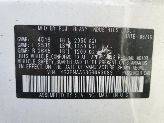 91763195 :رقم المزاد ، 4S3BNAA68G3063083 vin ، 2016 Subaru Legacy 2.5 مزاد بيع