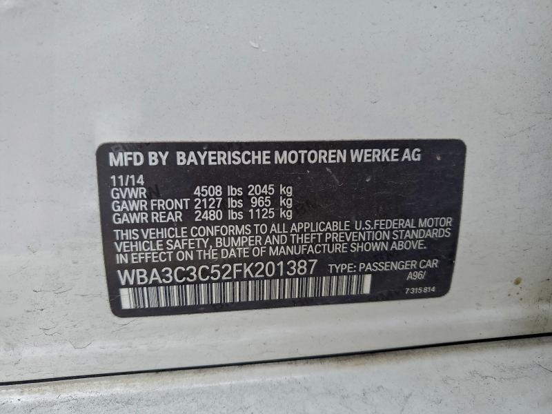 2015 Bmw 320 მანქანა იყიდება აუქციონზე, vin: WBA3C3C52FK201387, აუქციონის ნომერი: 93672475