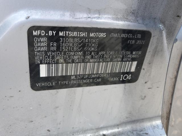 Продаж на аукціоні авто 2021 Mitsubishi Mirage, vin: ML32FUFJ3MHF06451, номер лоту: 93143275