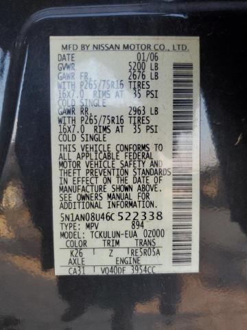 2006 Niss Xterra მანქანა იყიდება აუქციონზე, vin: 5N1AN08U46C522338, აუქციონის ნომერი: 93705935