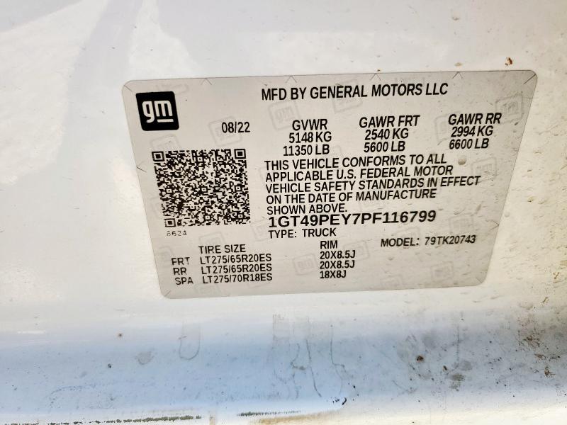 91132805 :رقم المزاد ، 1GT49PEY7PF116799 vin ، 2023 Gmc Sierra مزاد بيع