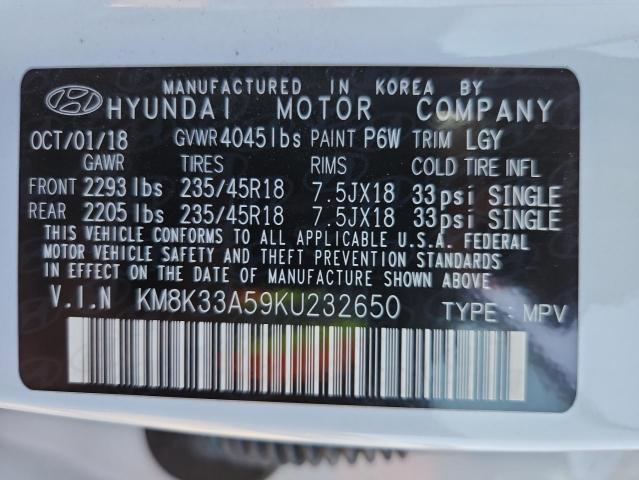 2019 Hyundai Kona მანქანა იყიდება აუქციონზე, vin: KM8K33A59KU232650, აუქციონის ნომერი: 92444365