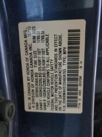 92242275 :رقم المزاد ، 2HKRM4H51DH604765 vin ، 2013 Honda Cr-v مزاد بيع