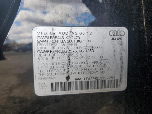 90804525 :رقم المزاد ، WA1LFAFP8CA122281 vin ، 2012 Audi Q5 مزاد بيع