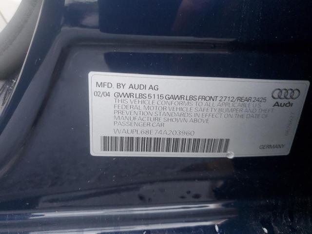 Продажа на аукционе авто 2004 Audi S4, vin: WAUPL68E74A203960, номер лота: 93370145