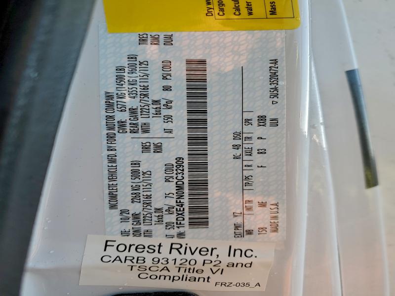 Продаж на аукціоні авто 2021 Forest River Forester 3011ds, vin: 1FDXE4FN0MDC32909, номер лоту: 92893715
