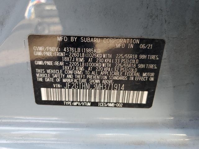 91127115 :رقم المزاد ، JF2GTHNC3MH371914 vin ، 2021 Subaru Crosstrek مزاد بيع