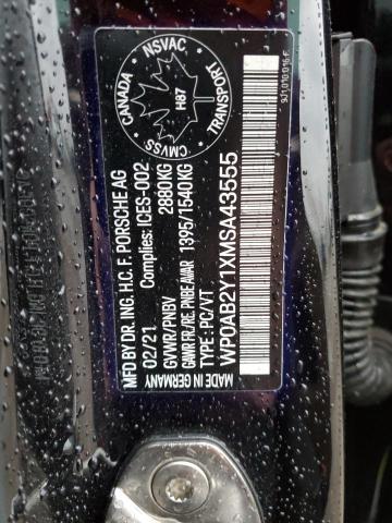 86818785 :رقم المزاد ، WP0AB2Y1XMSA43555 vin ، 2021 Porsche Taycan مزاد بيع