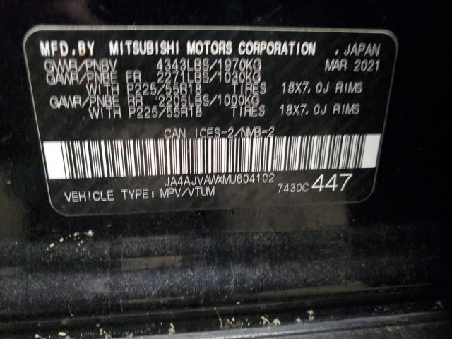 92992395 :رقم المزاد ، JA4AJVAWXMU604102 vin ، 2021 Mitsubishi Rvr مزاد بيع