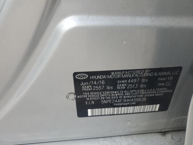 Aukcja sprzedaży 2017 Hyundai Sonata, vin: 5NPE24AF3HH459838, numer aukcji: 91009865