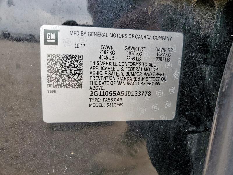 Aukcja sprzedaży 2018 Chevrolet Impala, vin: 2G1105SA5J9133778, numer aukcji: 92916465