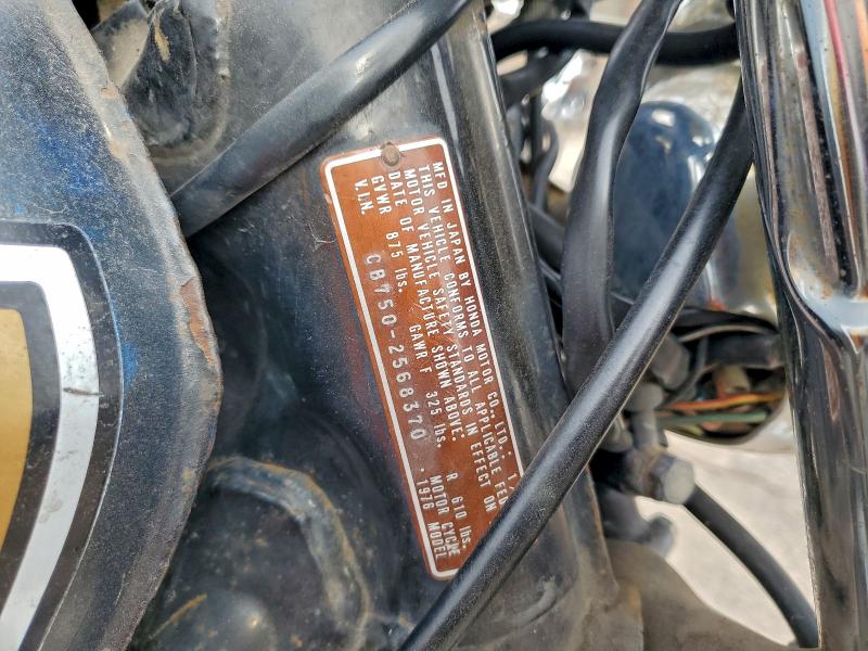 93961875 :رقم المزاد ، CB750E2457865 vin ، 1976 Honda Cb750k مزاد بيع
