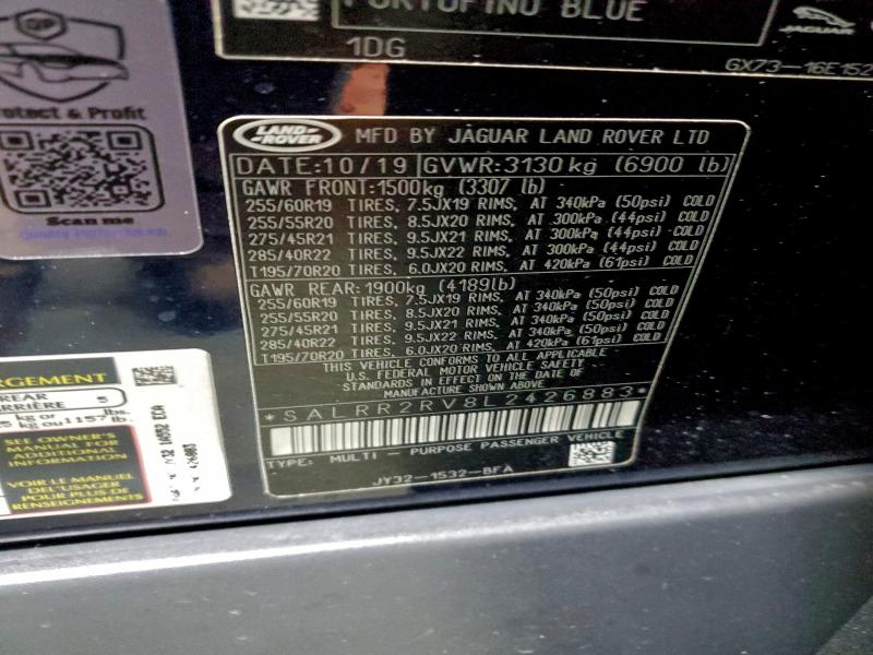 Aukcja sprzedaży 2020 Land Rover Discovery, vin: SALRR2RV8L2426883, numer aukcji: 94284695