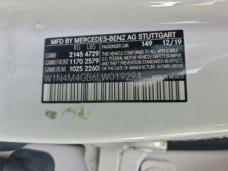 2020 Mercedes-benz Glb მანქანა იყიდება აუქციონზე, vin: W1N4M4GB6LW019294, აუქციონის ნომერი: 93966605